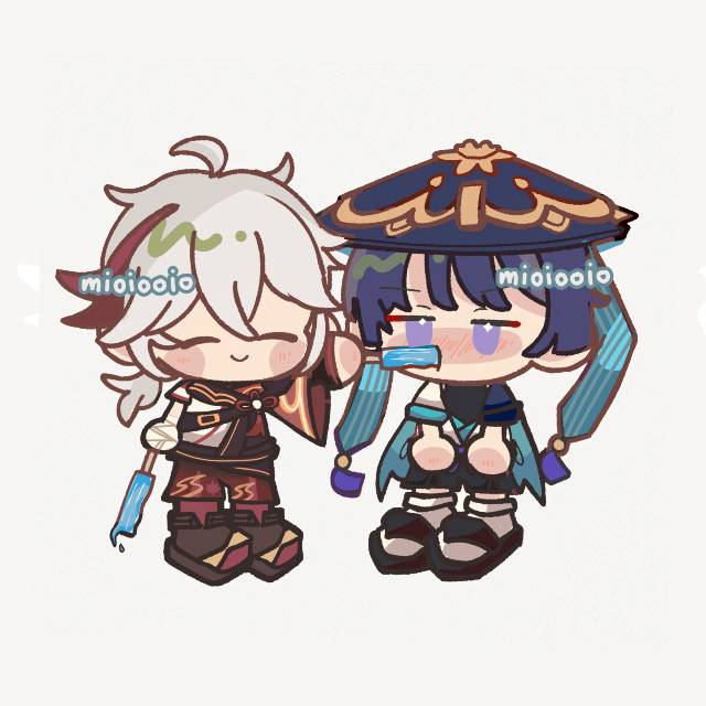 chibi, Genshin Impact, Kaedehara Kazuha, 温迪, wanderer, Shikanoin Heizou, Xiao, Kazuha/Wanderer, Aether (Genshin Impact), Xiao (Genshin Impact)