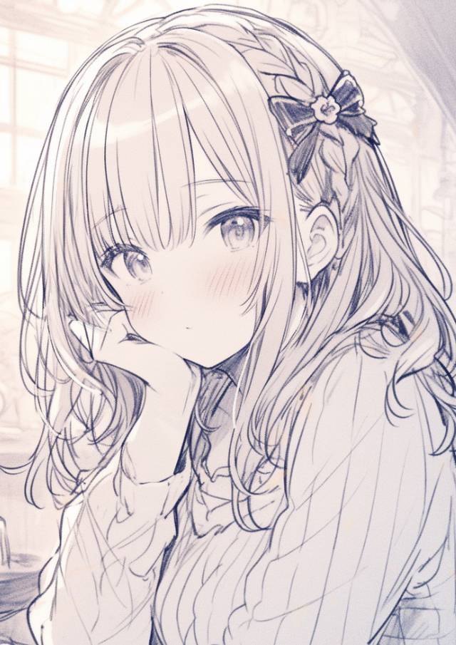 约会, 线稿, sketch, 女孩子, 原创, 插画