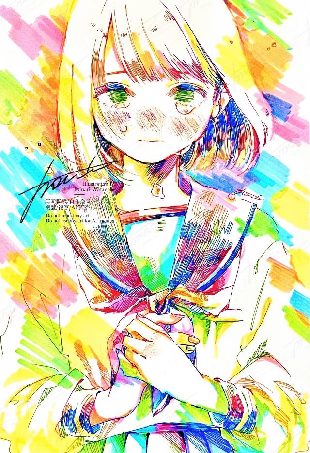 原创, 手绘, 女孩子, 原创, 水手服, highlighter pen