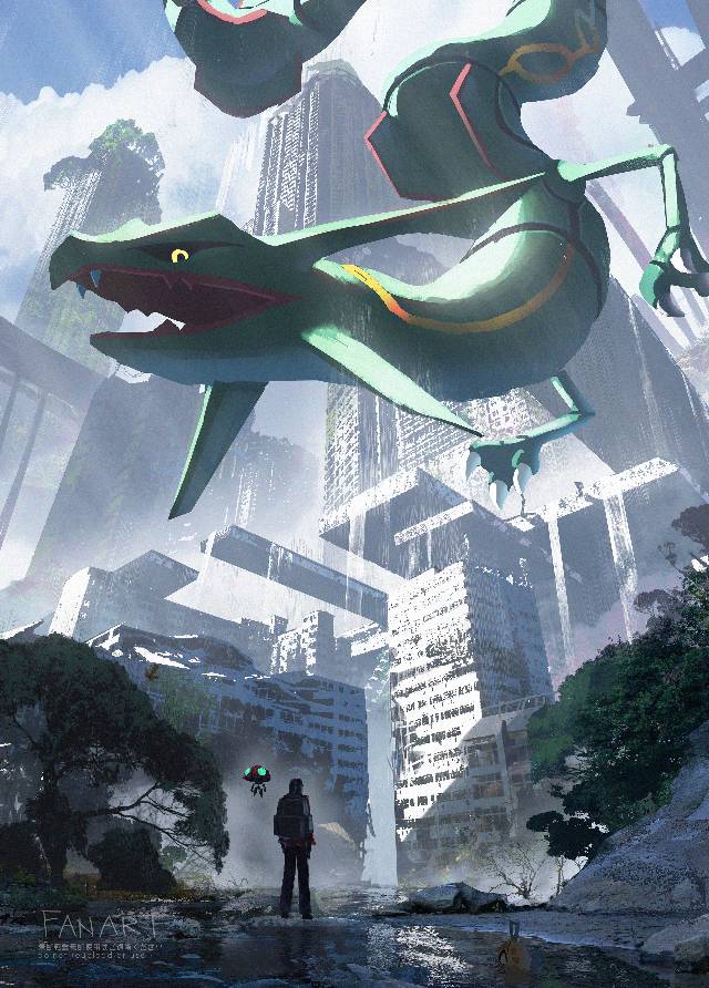 口袋妖怪, background, Rayquaza, 风景