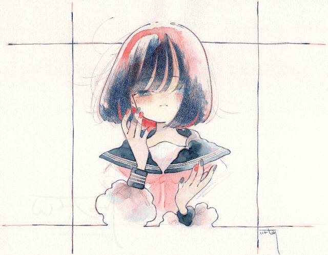 原创, 手绘, 水手服, transparent watercolor