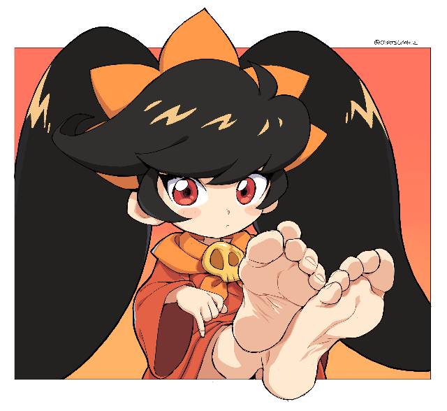 Ashley (WarioWare), 赤脚, black hair, 脚指, 恋足癖