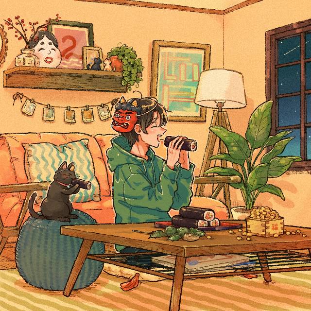 房间,猫与男孩,生活感,男孩,节分图片