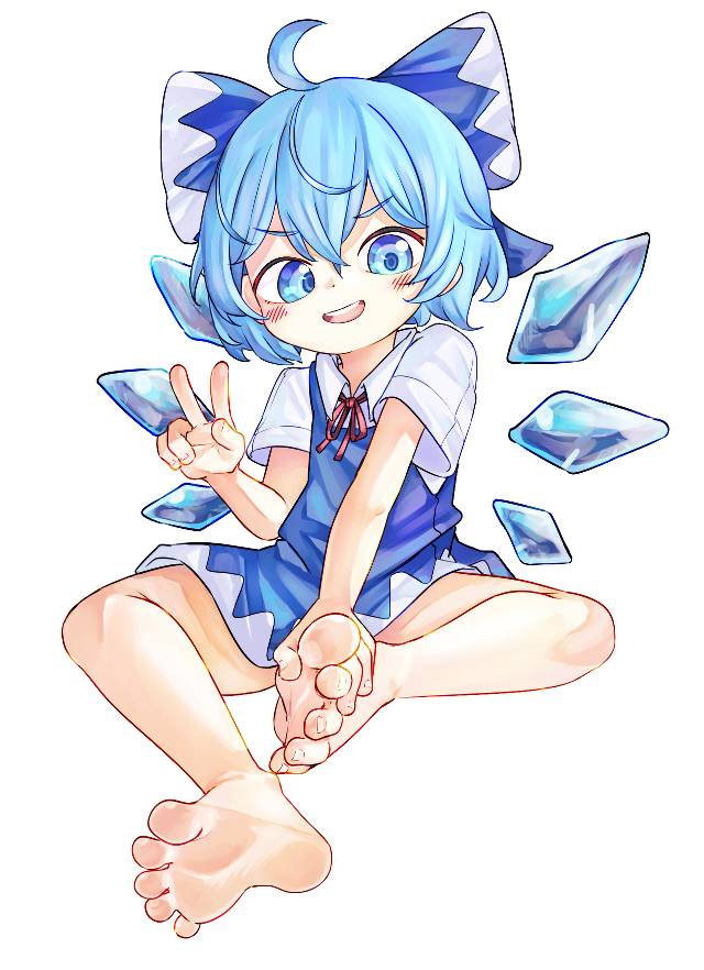 东方, 东方Project, Cirno, 赤脚, 脚指, 脚底, 着袜足底