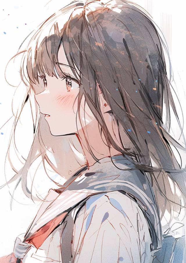 sketch, 原创, 插画, 傍晚, uniform, 女孩子, high school student