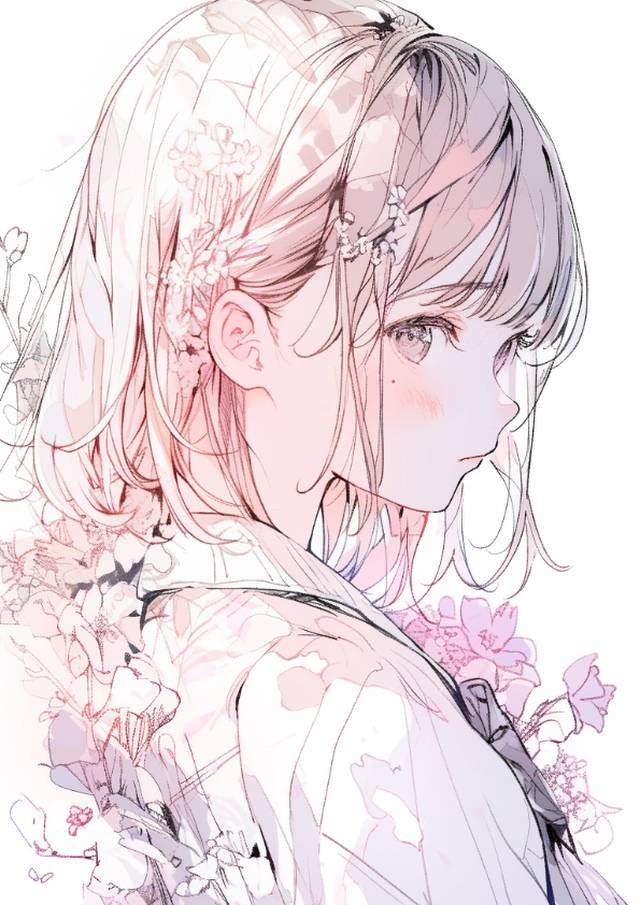 原创, 女孩子, flower, sketch, 插画