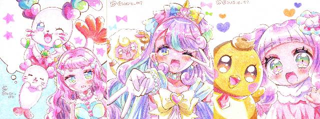 光之美少女, Ellee (PreCure), Tsubasa Yuunagi, Mey-Mey, Laura (Precure), Kururun, Cure Kururun, 手绘