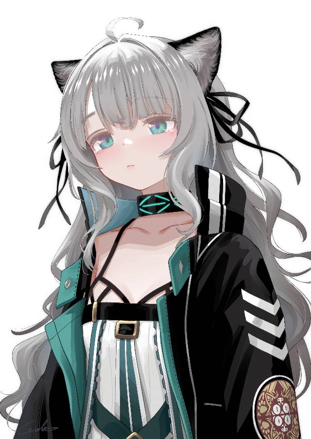 Arknights, 明日方舟, 女孩子, 薄绿（明日方舟）, Hizamaru, cat ears, teary eyes, 平胸