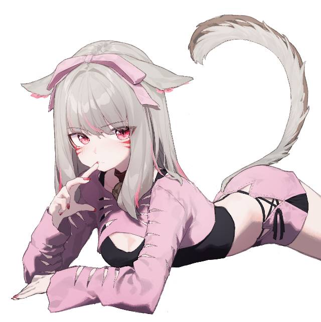 猫魅族, cat ears, 俯卧