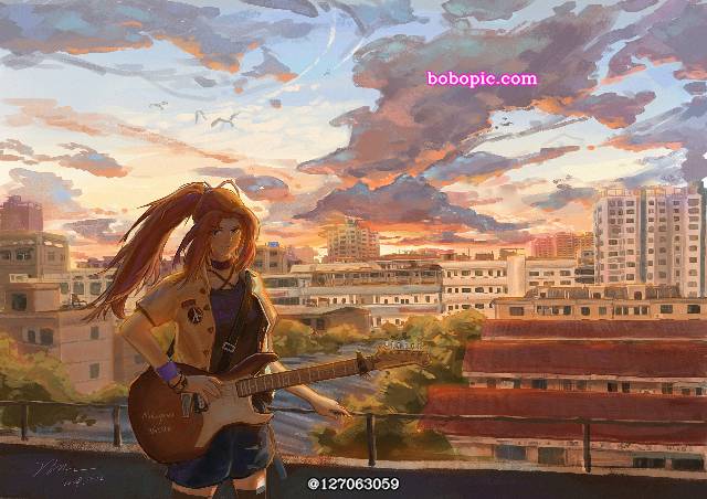 一张中川夏纪,小女孩,空,风景,动画,吹响吧！上低音号,吹响吧上低音号绘画图片