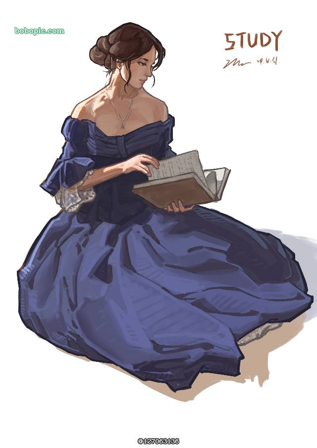 一张小女孩,STUDY绘画图片