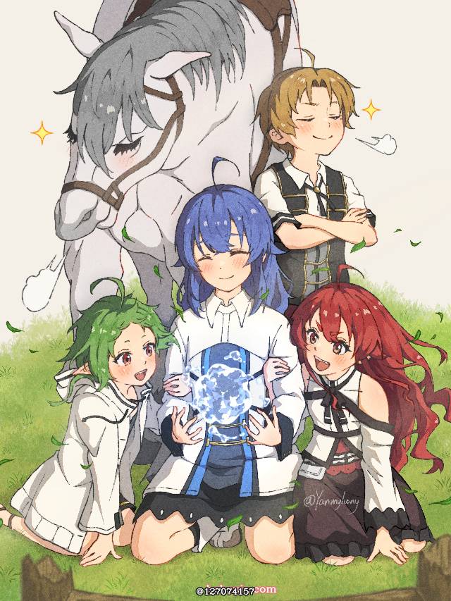 Mushoku Tensei, group picture, 洛琪希, 洛琪希·米格路迪亚, Sylphy, 希露菲叶特, 艾莉丝·格雷拉特, Eris Boreas Greyrat, 鲁迪乌斯