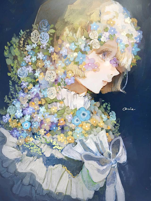 原创, 女孩子, young girl, flower