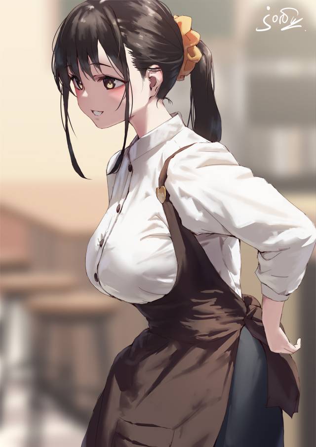 原创, Ao High School Swimming Suit Club, Aya, 马尾, 围裙, 显性巨乳, 原创1000users加入书籤, showgirl