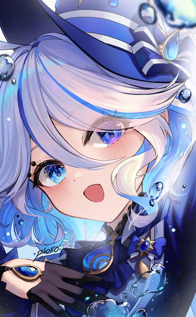 Genshin Impact, 芙宁娜, water, 枫丹（原神）, 芙宁娜（原神）, 水下, 脸红