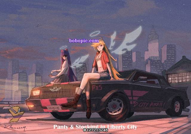 一张小女孩,汽车,空,场景,连裤袜姐妹,动画,Panty绘画图片