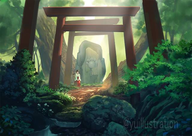 风景, background, 女孩子, forest