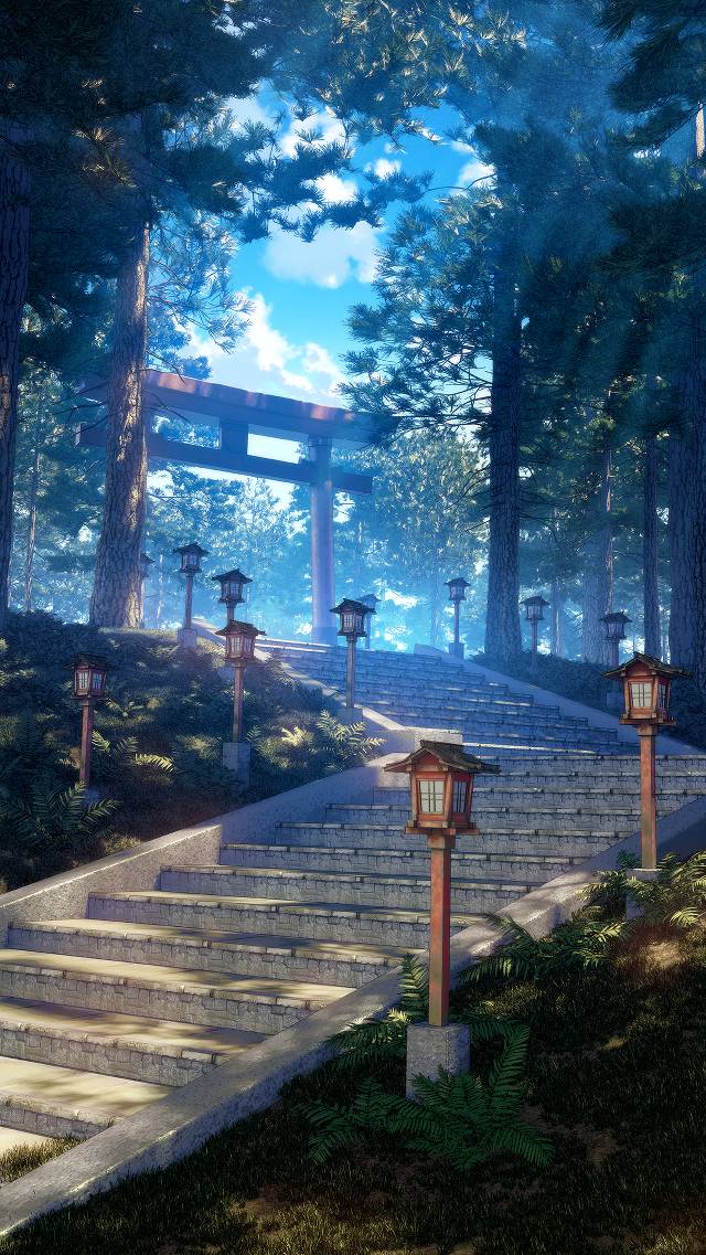 风景, background, 阳光, forest, Torii, 楼梯, 风景100收藏