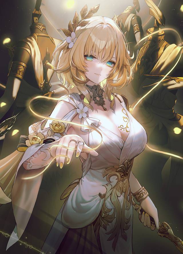一张胸部,金发,崩坏：星穹铁道,Aglaea,美甲,阿格莱雅,欧派绘画图片