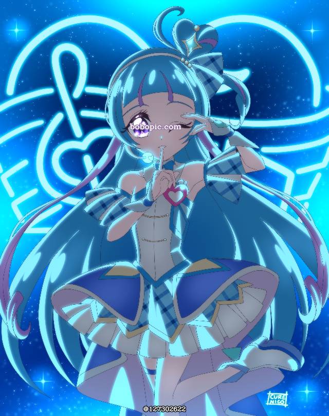 一张光之美少女,你和偶像光之美少女,Cure眨眼绘画图片