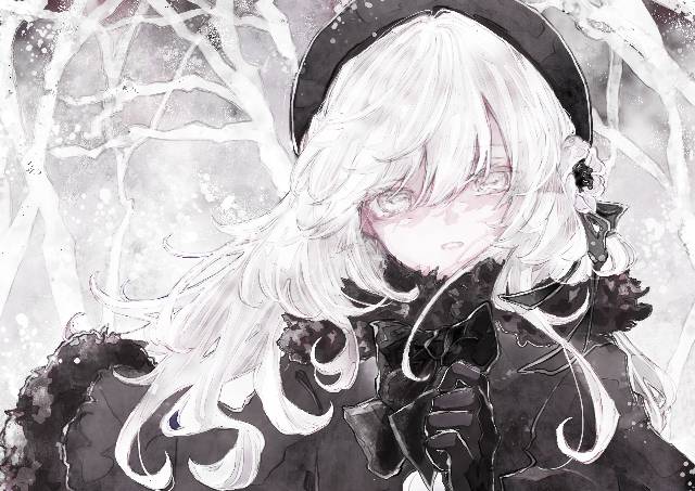 原创, 女孩子, black and white, winter