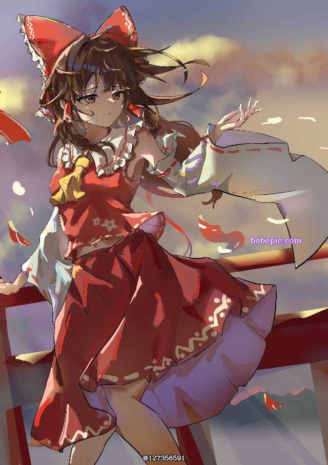 博丽灵梦,小女孩,少女,黄昏,黄昏时图片