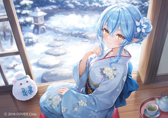 Hololive, 雪花菈米, 和服, snow, Elegant, Virtual Youtuber 100+ bookmarks, 精灵耳