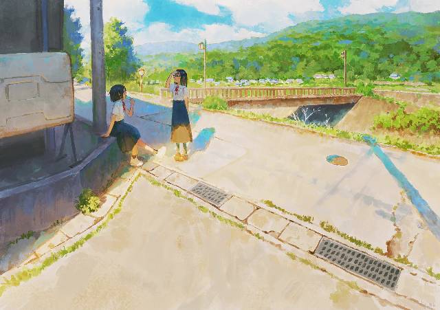 原创, 风景, background, 女孩子, 插画, 原创, 夏天, country, ice cream