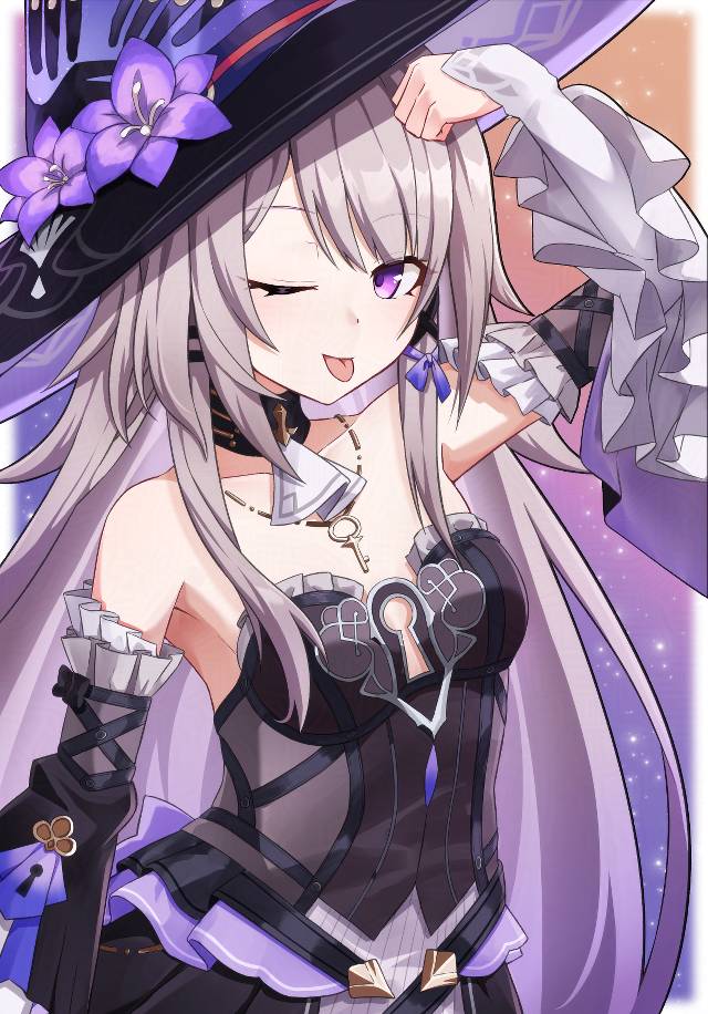 Honkai: Star Rail, 抛媚眼, 崩坏：星穹铁道100收藏, tongue out, witch hat