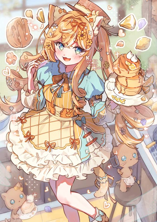 一张兽耳,猫耳,小女孩绘画图片