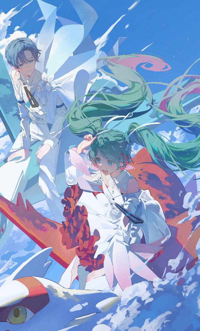 双马尾,初音未来,插画图片