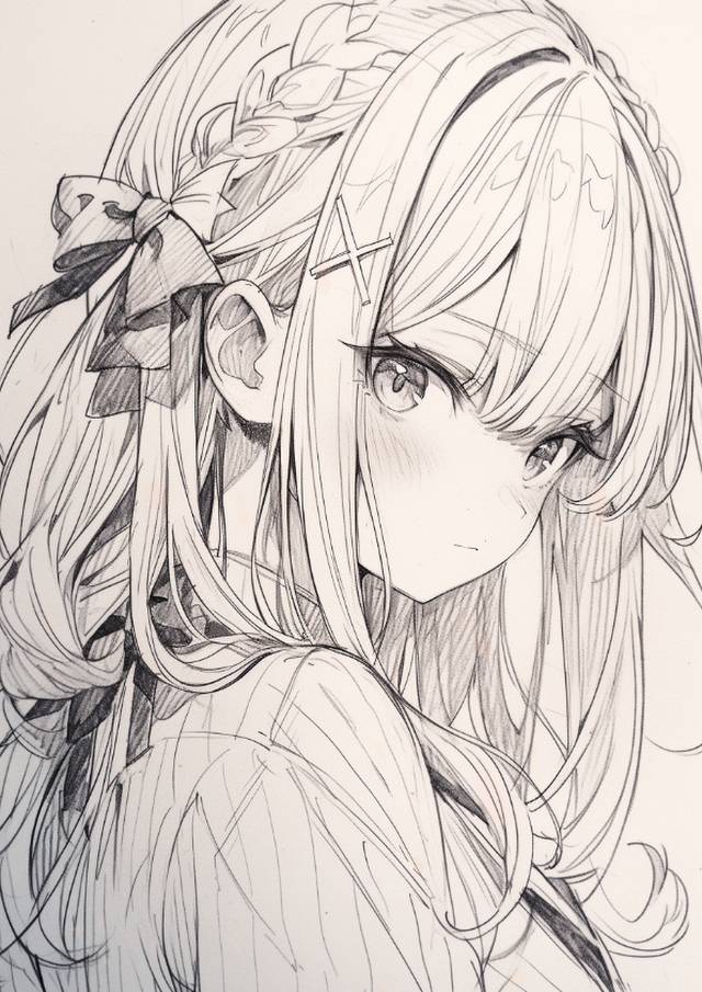 sketch, 可爱, sketch, 线稿, 女孩子, 原创, 插画