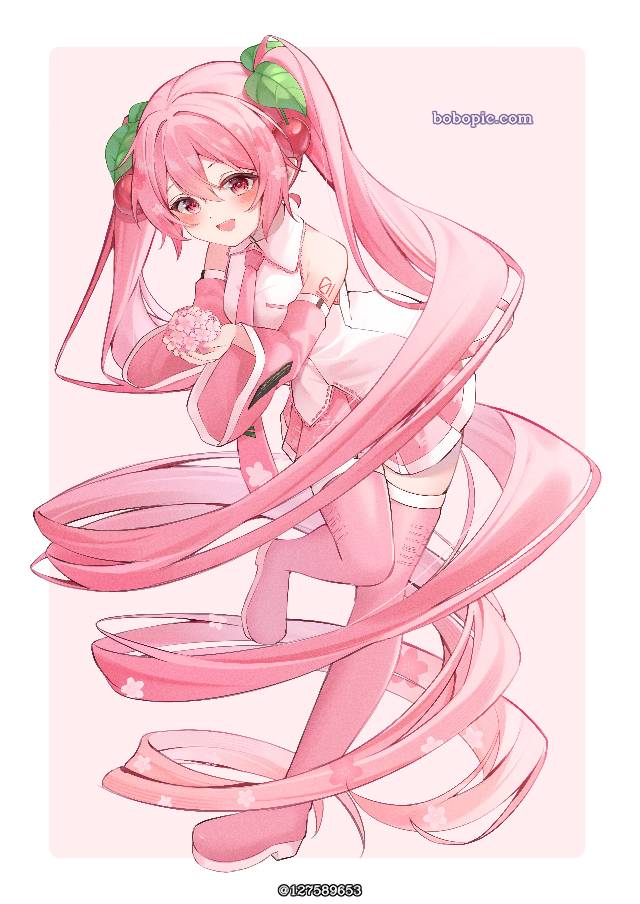 一张长筒靴,这个初音真美好,长发,初音未来,樱未来绘画图片