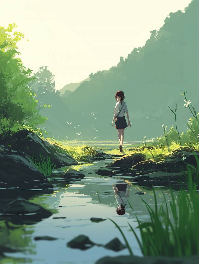 原创, background, 风景, young girl, 女孩子, 奇幻, forest, 黄昏