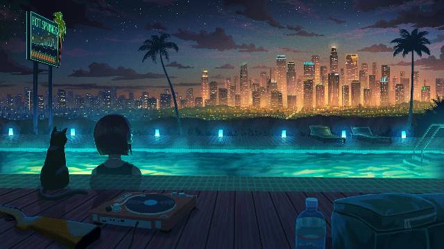 夜景,女孩子,云图片