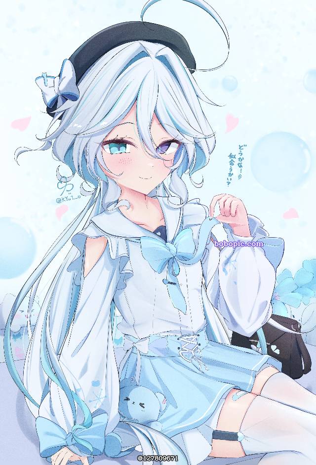 Genshin Impact, 芙宁娜, 芙宁娜（原神）, 女孩子, 异色瞳, ahoge