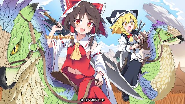 雾雨魔理沙,博麗霊夢,魔物猎人图片