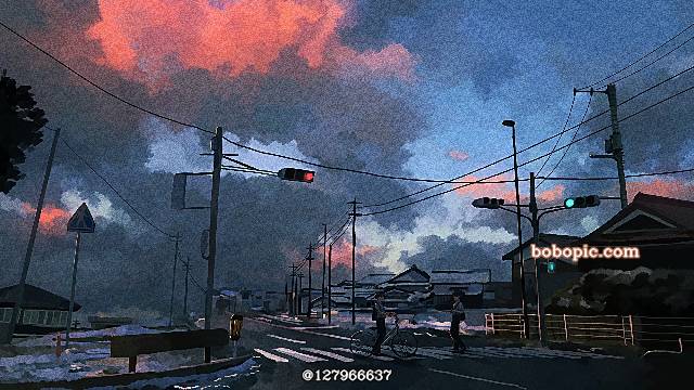 夕阳,天空,男孩,空,风景图片