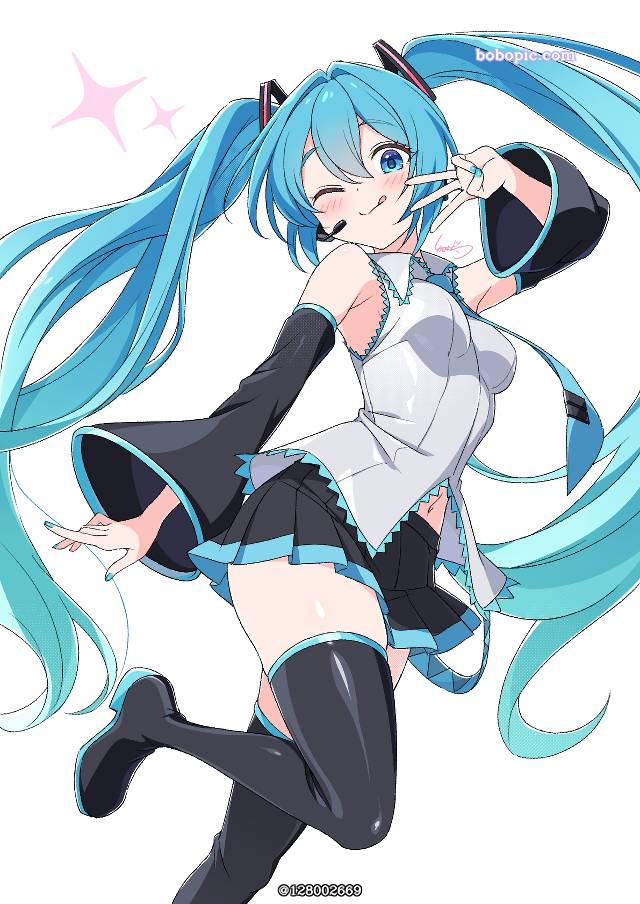 一张初音未来,vocaloid,肚脐,Vocaloid绘画图片
