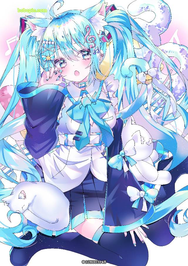 初音未来, vocaloid, 双马尾, cat ears, Miku day