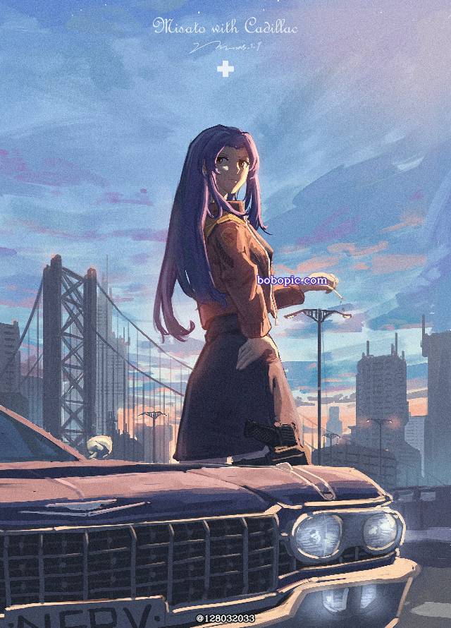 一张小女孩,汽车,新世纪福音战士,葛城美里,风景,动画,云绘画图片