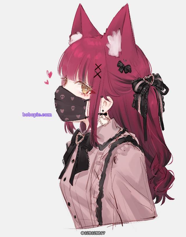 一张猫耳,兽耳,小女孩,原创绘画图片