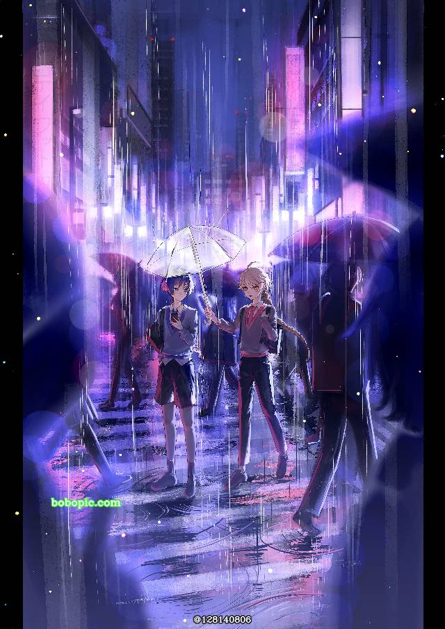 Genshin Impact, wanderer, sky, rain, night, town