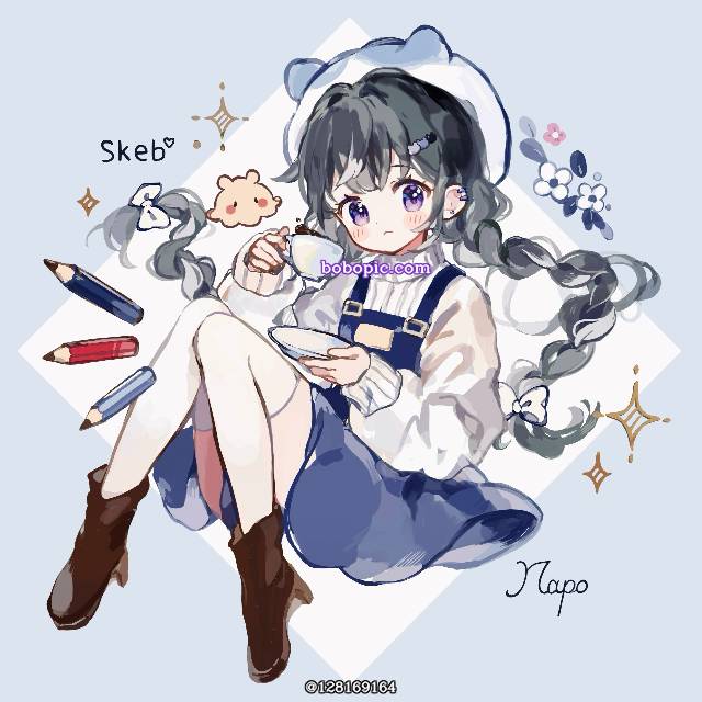 麻花辫, 贝雷帽, 咖啡