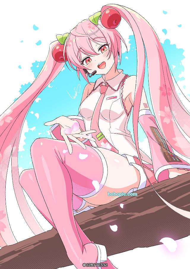 一张初音未来,克理普敦未来媒体,Vocaloid,樱未来绘画图片
