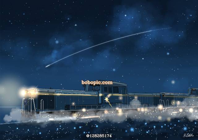 风景, starry sky, night sky, Galaxy Railway, 铁路