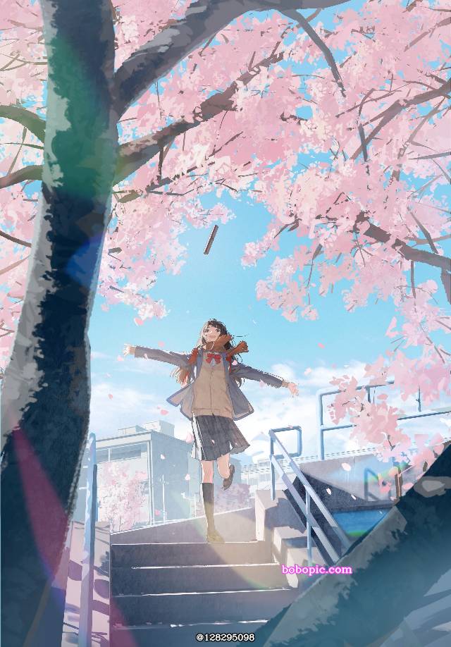 制服,小樱,樱花,高校生,黑色及膝袜图片