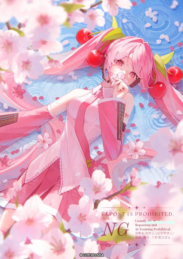 初音未来, 樱未来, 樱, water surface