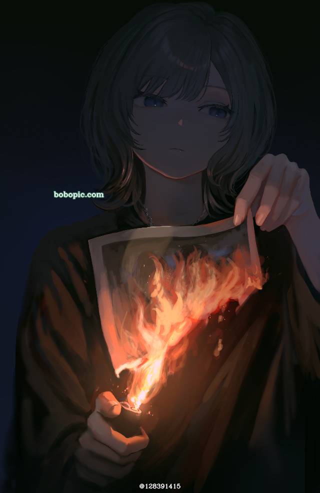 小女孩,火图片