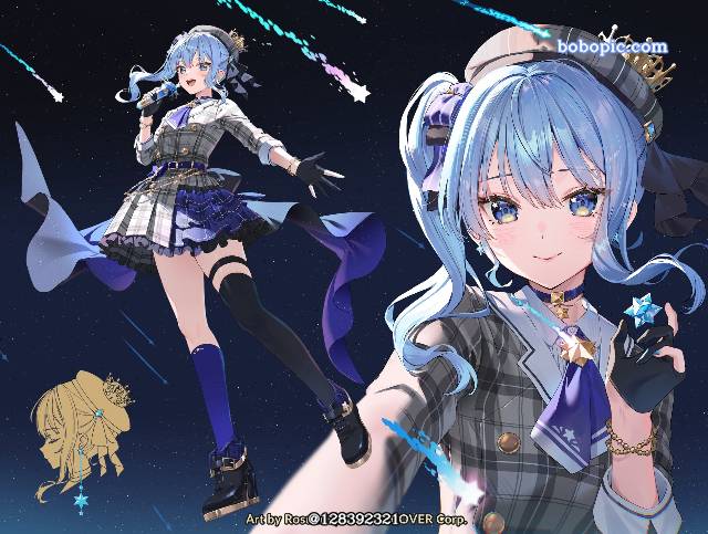 Suisei Hoshimachi, Hololive, Hoshimachi Suisei fanart, 虚拟主播, Virtual YouTuber 1000+ bookmarks, idol, beret, 商业绘图